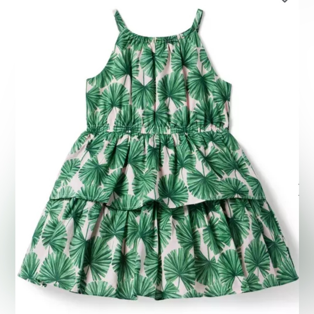 Janie and Jack Swaying Palms Palm Tree Tiered Ruffle Dress, Size 12-18M